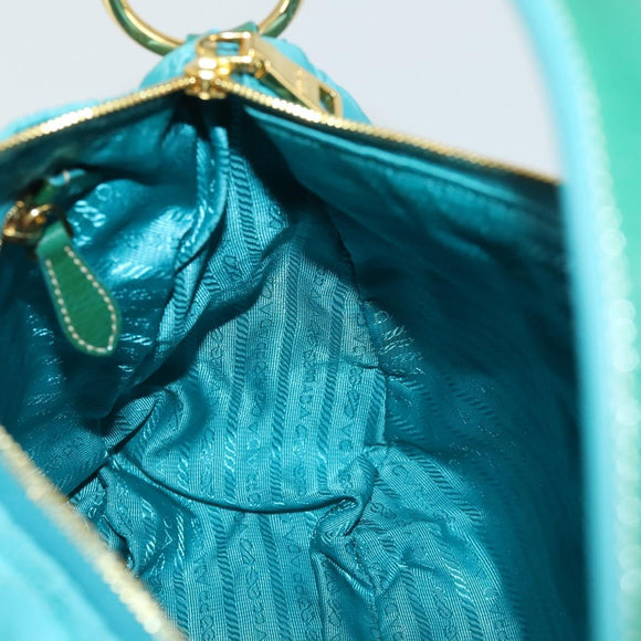 PRADA Shoulder Bag Nylon Blue Gold Auth 169057V