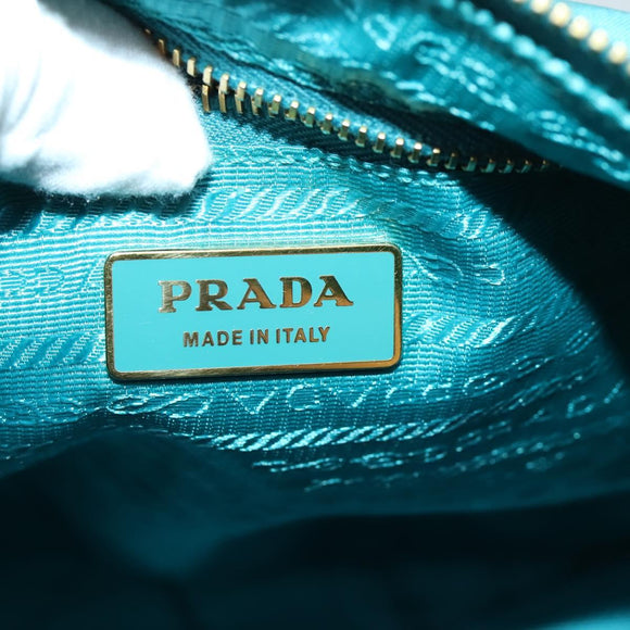 PRADA Umhängetasche Nylon Blau Gold Original 169057V