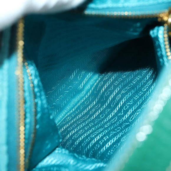 PRADA Umhängetasche Nylon Blau Gold Original 169057V