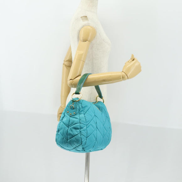 PRADA Shoulder Bag Nylon Blue Gold Auth 169057V