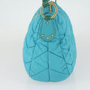 PRADA Shoulder Bag Nylon Blue Gold Auth 169057V-3