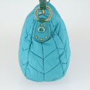 PRADA Shoulder Bag Nylon Blue Gold Auth 169057V-4