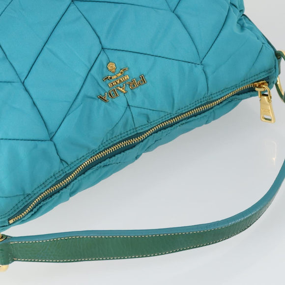 PRADA Umhängetasche Nylon Blau Gold Original 169057V