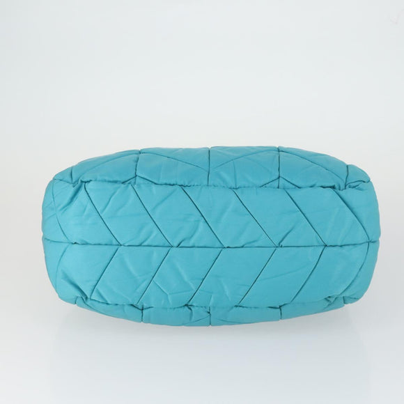 PRADA Shoulder Bag Nylon Blue Gold Auth 169057V