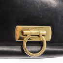 Salvatore Ferragamo Gancini Shoulder Bag Leather Gold Black Auth 169058-18