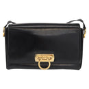 Salvatore Ferragamo Gancini Shoulder Bag Leather Gold Black Auth 169058-13