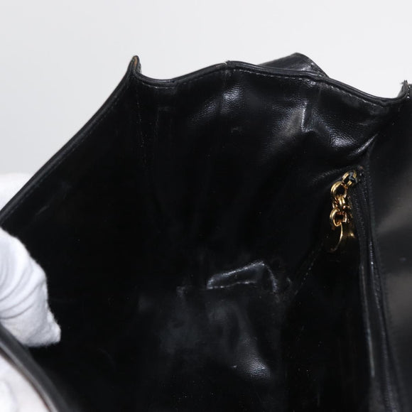 Salvatore Ferragamo Gancini Shoulder Bag Leather Gold Black Auth 169058