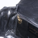 Salvatore Ferragamo Gancini Shoulder Bag Leather Gold Black Auth 169058-22