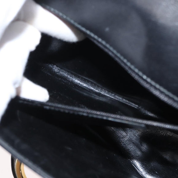 Salvatore Ferragamo Gancini Shoulder Bag Leather Gold Black Auth 169058