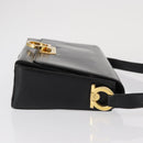 Salvatore Ferragamo Gancini Shoulder Bag Leather Gold Black Auth 169058-3