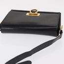 Salvatore Ferragamo Gancini Shoulder Bag Leather Gold Black Auth 169058-6