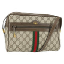 GUCCI GG Supreme Web Sherry Line Bag PVC Beige Gold 32 02 005 Auth 169059-1