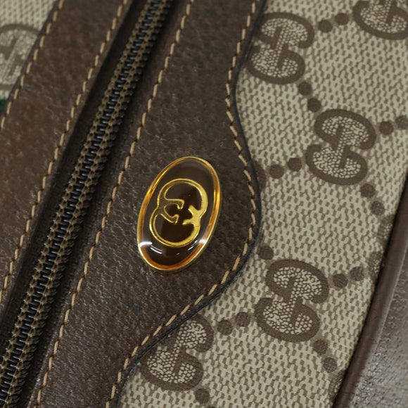 GUCCI GG Supreme Web Sherry Line Bag PVC Beige Gold 32 02 005 Auth 169059