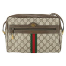 GUCCI GG Supreme Web Sherry Line Bag PVC Beige Gold 32 02 005 Auth 169059-13