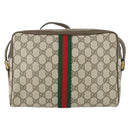 GUCCI GG Supreme Web Sherry Line Bag PVC Beige Gold 32 02 005 Auth 169059-2