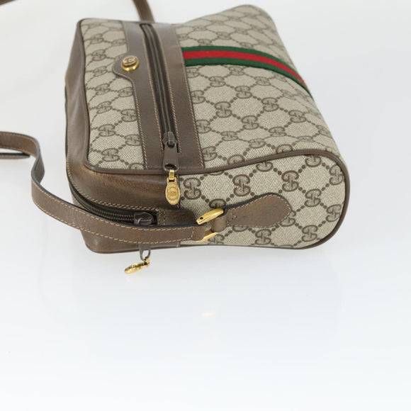 GUCCI GG Supreme Web Sherry Line Bag PVC Beige Gold 32 02 005 Auth 169059