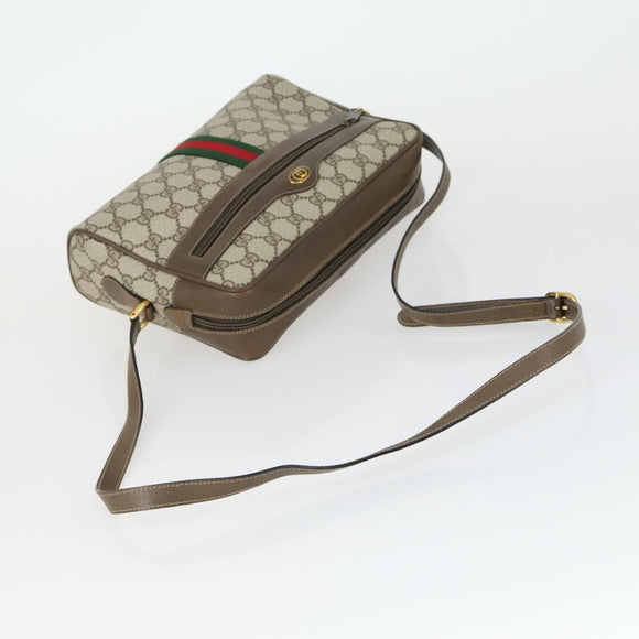 GUCCI GG Supreme Web Sherry Line Bag PVC Beige Gold 32 02 005 Auth 169059
