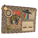 GUCCI GG Supreme Courier Clutch Bag PVC Beige 473915 Auth 169067-1