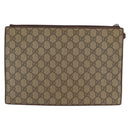 GUCCI GG Supreme Courier Clutch Bag PVC Beige 473915 Auth 169067-2