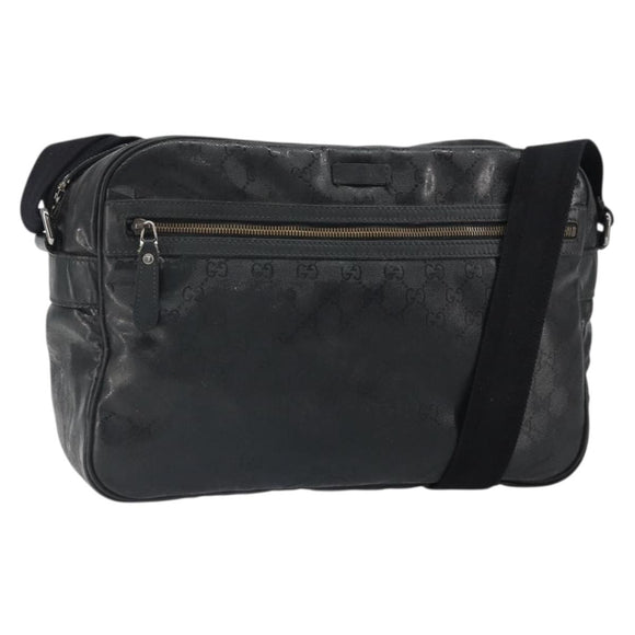 GUCCI GG implementation Shoulder Bag PVC Black Silver 211107 Auth 169076