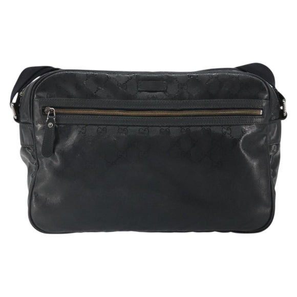 GUCCI GG implementation Shoulder Bag PVC Black Silver 211107 Auth 169076