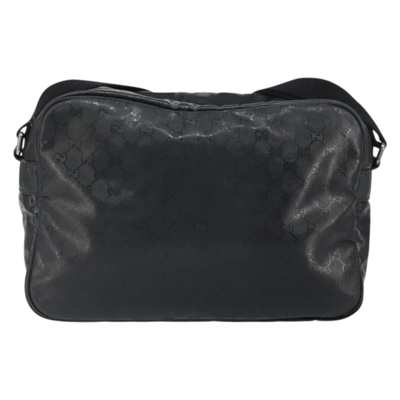 GUCCI GG implementation Shoulder Bag PVC Black Silver 211107 Auth 169076