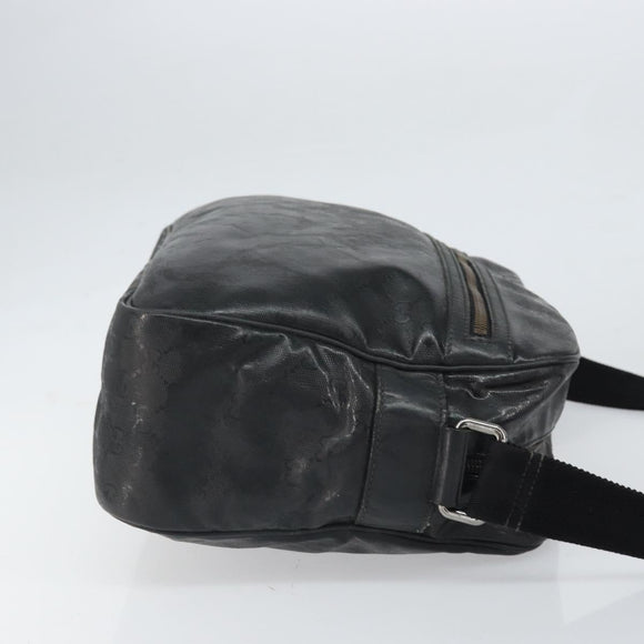 GUCCI GG implementation Shoulder Bag PVC Black Silver 211107 Auth 169076