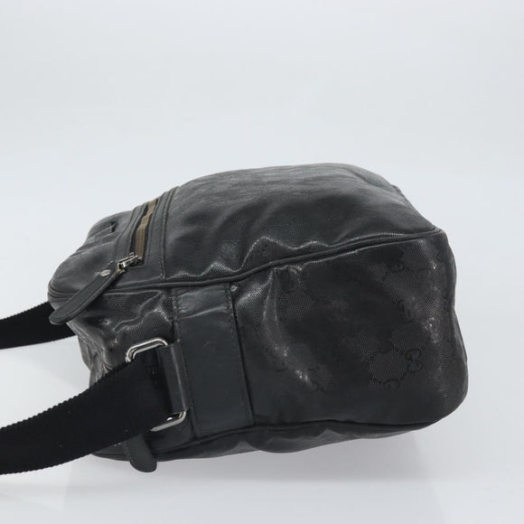 GUCCI GG implementation Shoulder Bag PVC Black Silver 211107 Auth 169076