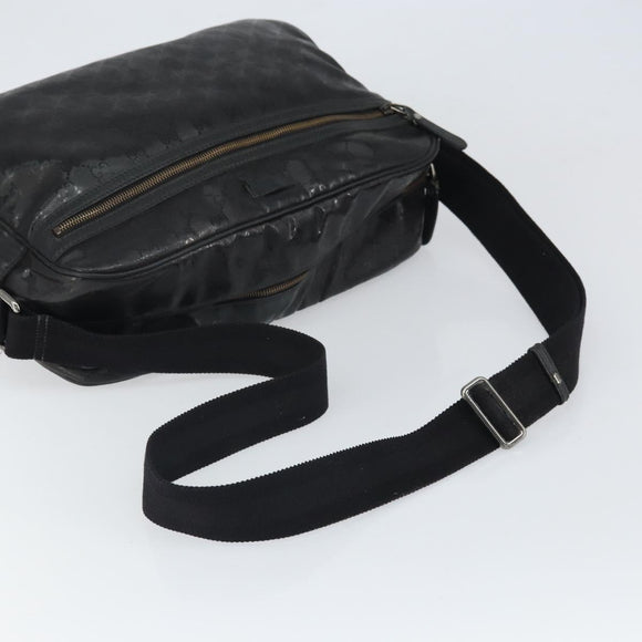 GUCCI GG implementation Shoulder Bag PVC Black Silver 211107 Auth 169076