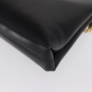 Salvatore Ferragamo Gancini Chain Shoulder Bag Leather Black Gold Auth 169084-13