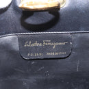 Salvatore Ferragamo Gancini Chain Shoulder Bag Leather Black Gold Auth 169084-15