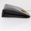 Salvatore Ferragamo Gancini Chain Shoulder Bag Leather Black Gold Auth 169084-4
