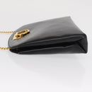 Salvatore Ferragamo Gancini Chain Shoulder Bag Leather Black Gold Auth 169084-5