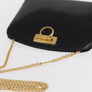 Salvatore Ferragamo Gancini Chain Shoulder Bag Leather Black Gold Auth 169084-6