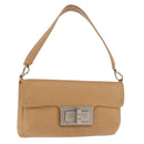 CHANEL Choco Bar 2.55 Shoulder Bag Leather Beige Silver CC Auth 169085-1