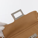 CHANEL Choco Bar 2.55 Shoulder Bag Leather Beige Silver CC Auth 169085-19