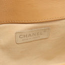 CHANEL Choco Bar 2.55 Shoulder Bag Leather Beige Silver CC Auth 169085-21