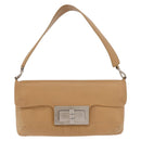 CHANEL Choco Bar 2.55 Shoulder Bag Leather Beige Silver CC Auth 169085-13