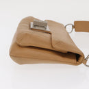 CHANEL Choco Bar 2.55 Shoulder Bag Leather Beige Silver CC Auth 169085-3