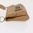 CHANEL Choco Bar 2.55 Shoulder Bag Leather Beige Silver CC Auth 169085-4