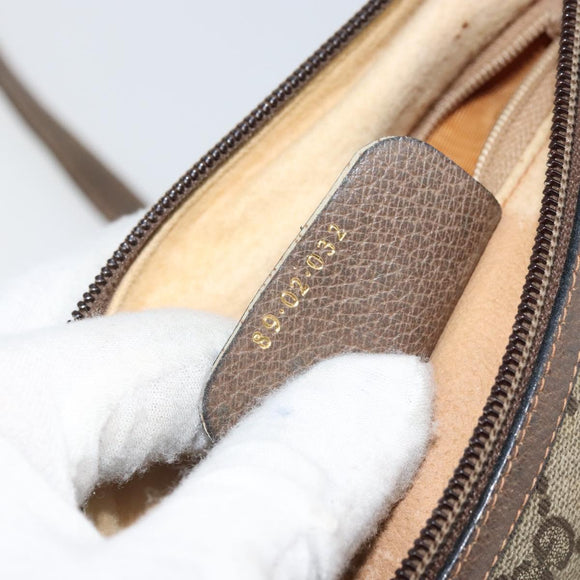 GUCCI GG Supreme Web Sherry Line Bag PVC Beige Gold 89 02 032 Auth 169092