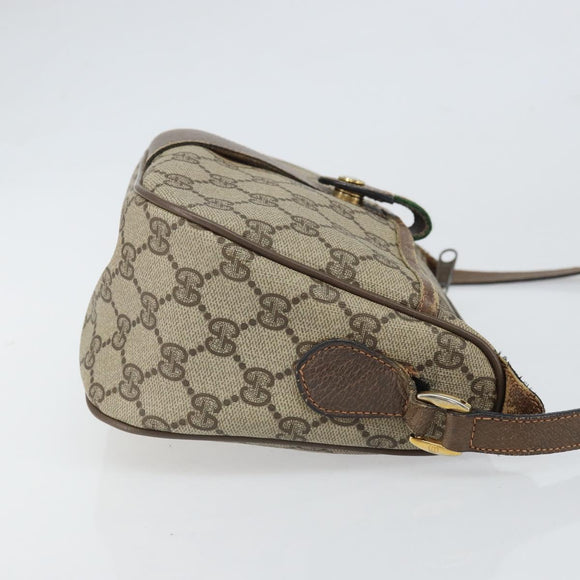 GUCCI GG Supreme Web Sherry Line Bag PVC Beige Gold 89 02 032 Auth 169092
