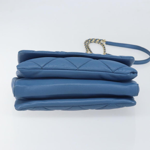 Salvatore Ferragamo Vala Umhängetasche Leder Blau Gold Original 169096V