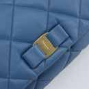 Salvatore Ferragamo Vala Umhängetasche Leder Blau Gold Original 169096V-18