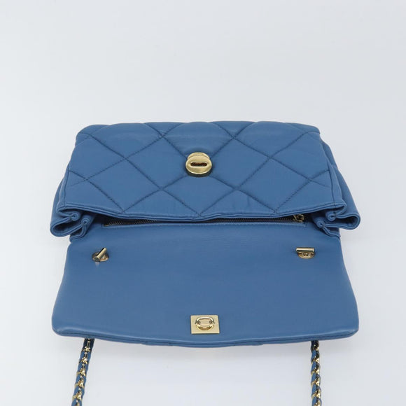 Salvatore Ferragamo Vala Umhängetasche Leder Blau Gold Original 169096V