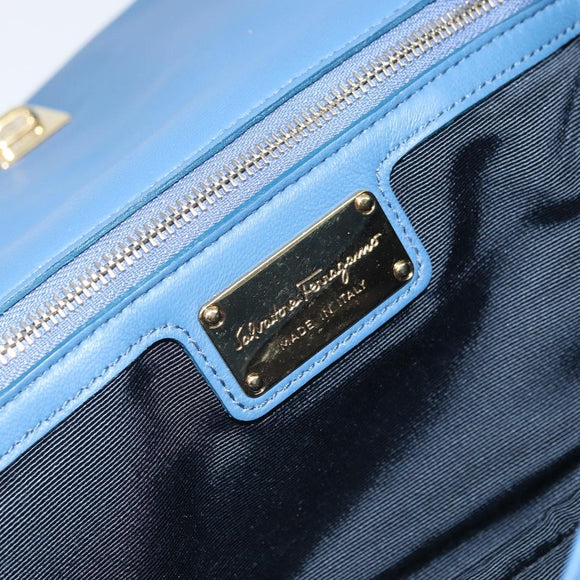 Salvatore Ferragamo Vala Umhängetasche Leder Blau Gold Original 169096V