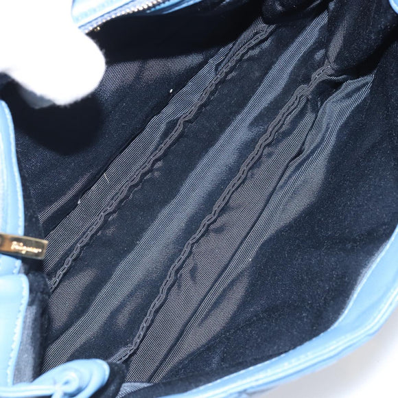 Salvatore Ferragamo Vala Umhängetasche Leder Blau Gold Original 169096V