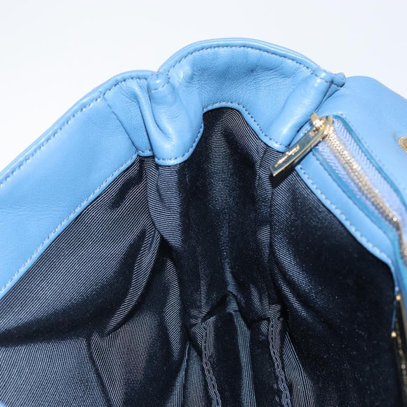 Salvatore Ferragamo Vala Umhängetasche Leder Blau Gold Original 169096V