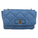 Salvatore Ferragamo Vala Umhängetasche Leder Blau Gold Original 169096V-13