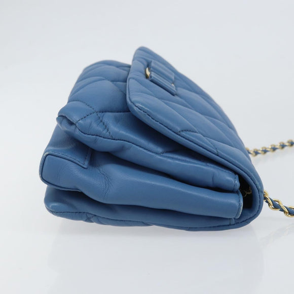 Salvatore Ferragamo Vala Umhängetasche Leder Blau Gold Original 169096V
